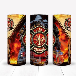 Firefighter Tumbler, Fireman Tumbler, Personalized Tumbler, 20 oz tumbler, SS Tumbler, Skinny Tumbler, Zippered Firefighter Tumbler