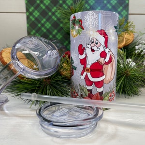 8 oz. Retro Santa Stainless Steel Christmas Flask