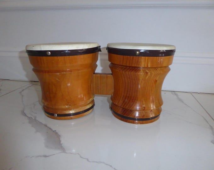 Wooden Bongos Drum Set Handheld Beautiful Wood