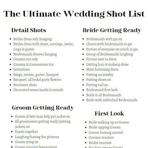 The Ultimate Wedding Photographer Shot List
