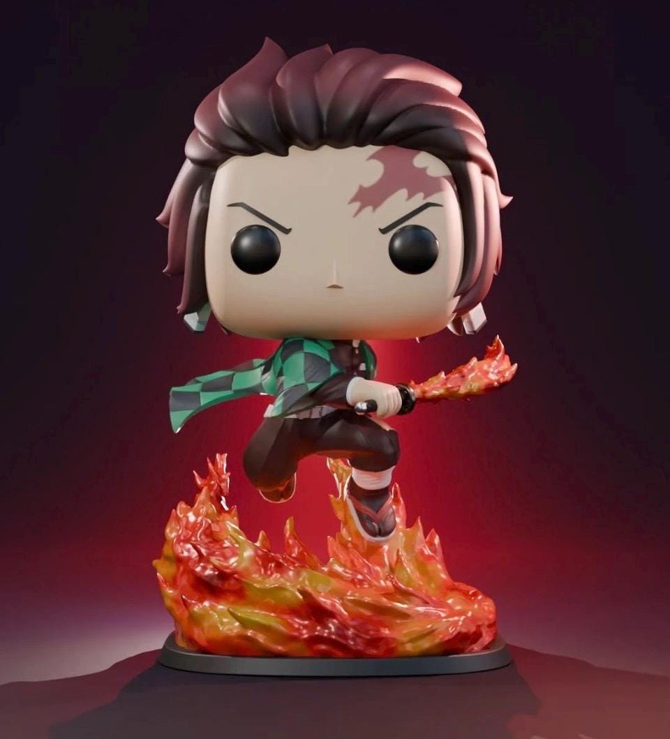 Figurine Tanjiro Demon Slayer - Décoration De Table Sous Cloche Fait Main