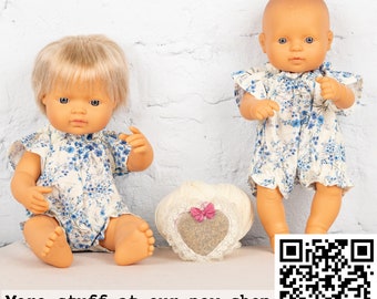 Miniland Doll clothes, 13 inch doll clothes, romper for Miniland, floral romper, Miniland doll romper, 34 cm doll clothes