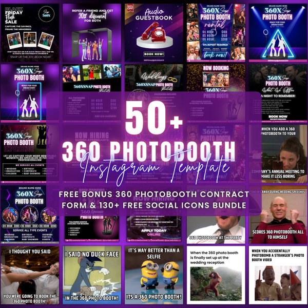 360 Photo Booth Instagram Template, 50+ Photo Booth Templates, 360 Booth flyer, Photo Booth Social Media Posts, Photo Booth Instagram