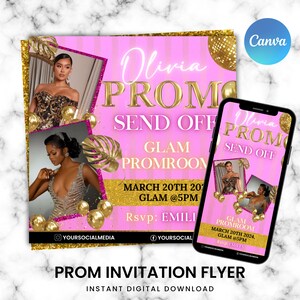 Prom Animated Invitation, Prom Send Off Invitation, Prom Video Invitation, Prom Party Invite, Glam Invite, Prom sendoff Video Canva Editable