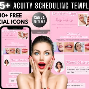 Acuity Scheduling Template, Lip Filler Acuity Website, DIY Scheduling Template Lip Filler, Lip Filler Template, Canva Templates