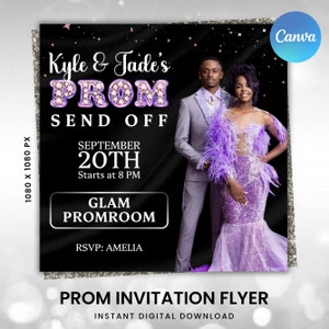 Prom Invitation, Prom Send Off Flyer, Prom Invitation Flyer, Prom Flyer, Prom Celebration Template, Prom Party Invite Instant Canva Template