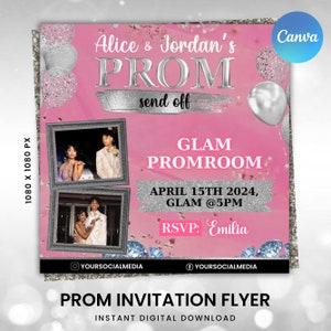 Prom Invitation, Prom Send Off Flyer, Prom Invitation Flyer, Prom Flyer, Prom Celebration Template, Prom Party Invite Instant Canva Template