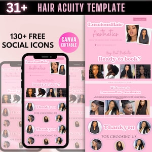 Hair Stylist Acuity Scheduling Template, Acuity Scheduling Template, Hair Stylist Website, Canva Template