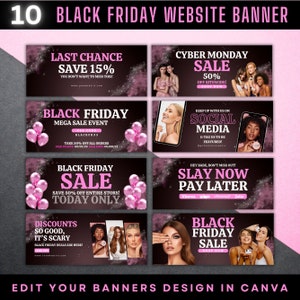 Black Friday Web Banner, Shopify Banner, Black Friday Business Banner, Website Banner, Pre-made Website Design, Web Banner Canva Template
