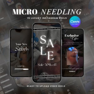 15 Microneedling Instagram Reels, Instagram Reels Template For Microneedling, Facial Treatment Template, Skincare Instagram Videos Canva