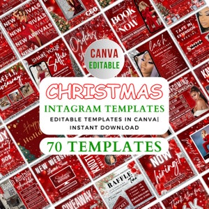 Christmas Instagram Post Templates / Holiday Social Media Templates / Advent Calendar / Christmas countdown / Marketing Xmas Facebook Posts