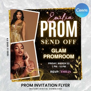 Prom Invitation, Prom Send Off Flyer, Prom Invitation Flyer, Prom Flyer, Prom Celebration Template, Prom Party Invite Instant Canva Template