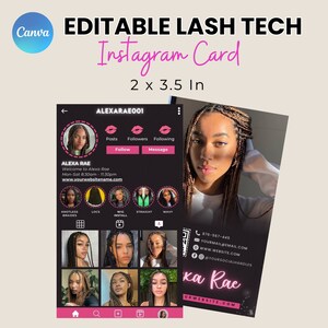 2024 Instagram Lash Business Cards, IG Lash Tech Business Card, DIY Editable Business Card Template, QR Code Business Card, Canva Editable