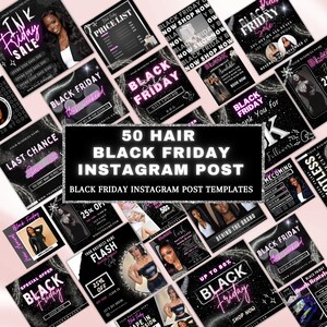 40 Black Friday Instagram Template Bundle, Black Friday Flyer, Gold & Black, Customizable Canva Template For Beauty, Lash Tech, Hair, Nails