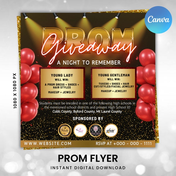 Prom Give Away Flyer, Prom Sale Flyer, Hairstylist Flyer, Makeup Specials Flyer, DIY Prom Queen Flyer, Prom Flyer, Prom Season Flyer, Prom