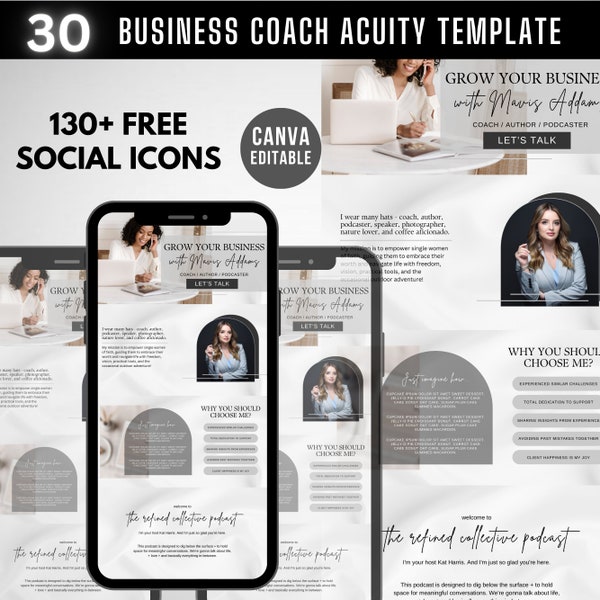 Business Coach Website Template, Canva Coaching Course Templates, Coaching Website, website design, Canva Website Template Coach