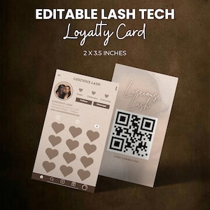 ロイヤルティ名刺、ラッシュのロイヤルティカード、顧客特典カード、ラッシュ VIP ロイヤルティカード、サロン名刺テンプレート、即時ダウンロード