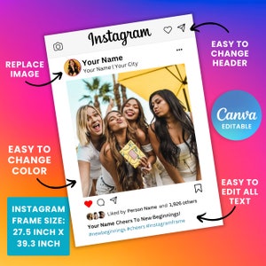 Instagram-Rahmen Canva Vorlage, Instagram-Rahmen für Fotoautomat, Blogger, Hochzeit, Instarahmen, Selfie-Rahmen, Foto-Prop-Rahmenvorlage