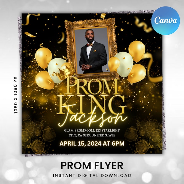 Vote For Prom King Flyer, Editable Prom Invitation Flyer, Prom Send Off Flyer, Prom Flyer, Graduation Flyer, Prom king Flyer, Canva Template