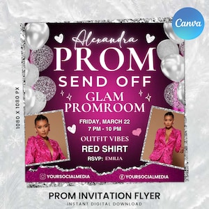 Prom Night Send Off Party, Prom Invitation Flyer, Prom Flyer, Prom Send Off Flyer, Prom Sale Flyer, Prom Party Invite Instant Canva Template