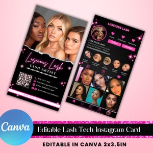 2024 Instagram Lash Business Cards, IG Lash Tech Business Card, DIY Editable Business Card Template, QR Code Business Card, Canva Editable