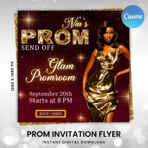 Prom Invitation, Prom Send Off Flyer, Prom Invitation Flyer, Prom Flyer, Prom Celebration Template, Prom Party Invite Instant Canva Template