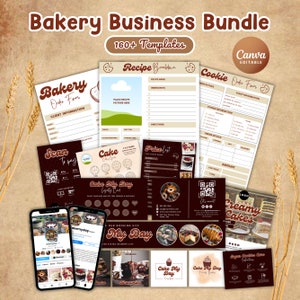 Bakery Business Forms Bundle, Printable Canva Template, Cake Care Card, Cake Order Form, Invoice Template, Business Forms for Marketing