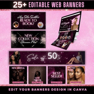 Websitebanners, doe-het-zelf webbanner sjabloonontwerp, website haarbanners, websitebanners schoonheid, Shopify websitebanners, modewebbanners