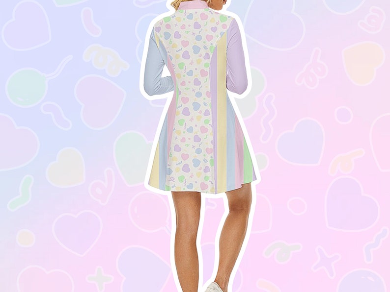 Fairy Kei Clowncore Dress Pastel Party Clown Soft Velour Long Sleeve Spank Kei Winter Dress image 3