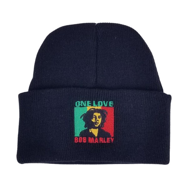 Rasta Skullie Beanie Hat, Bob Marley-Reggae-Jamaica-Africa-Jamaican-Rastafari-Afrocentric-Lion of Judah Cuffed Winter Hat, for Men and Women