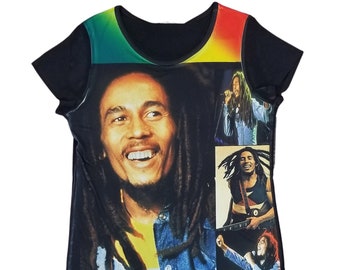 Bob Marley Shirts and Tank Tops for Women, Ladies, Adults | Reggae-Rasta-Jamaica-Africa-Afrocentric-Lion of Judah Vintage T-shirt Tops