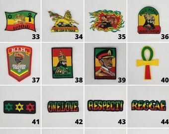 Bob Marley Patch, Reggae-Rasta-Jamaica-Africa-Afrocentric-Lion of Judah-Haile Selassie Iron On, Sew On Patch, Broderie Patch (33-48)