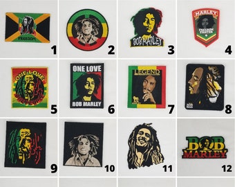 Bob Marley Patch, Reggae-Rasta-Jamaica-Africa-Afrocentric-Lion of Judah-Haile Selassie Iron On, Sew On Patch, Embroidery Patch (1-16)