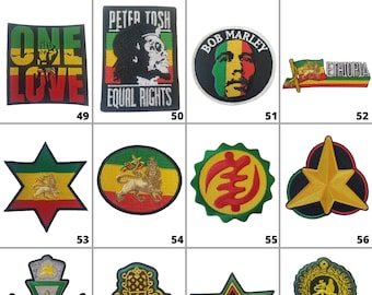 Parche Bob Marley, Reggae-Rasta-Jamaica-África-Afrocéntrico-León de Judá-Haile Selassie Plancha, Parche para coser, Parche bordado (49-60)