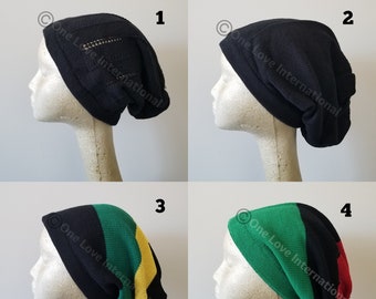 Rasta Crochet Slouchy Hat, Bob Marley Reggae Color Beanie Tam, Jamaican Rastafari Dreadlock Crown Hats for Dreads,Loc Knit Hat for Men,Women