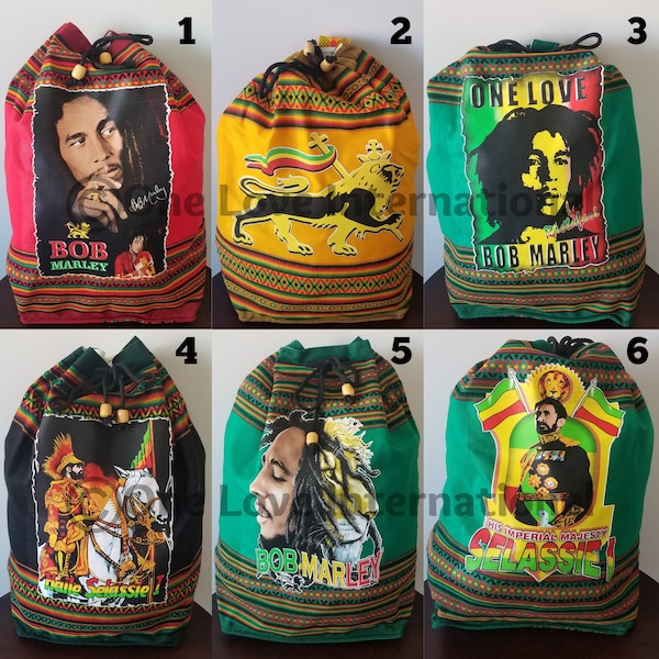 Hemp Backpack, Large Bob Marley Rasta Reggae Bag, for Travel Hiking Beach Festival College School Laptop Men Women Christmas Birthday Gift