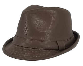 Leather Brim Hat Fedora, Winter Hat for Men