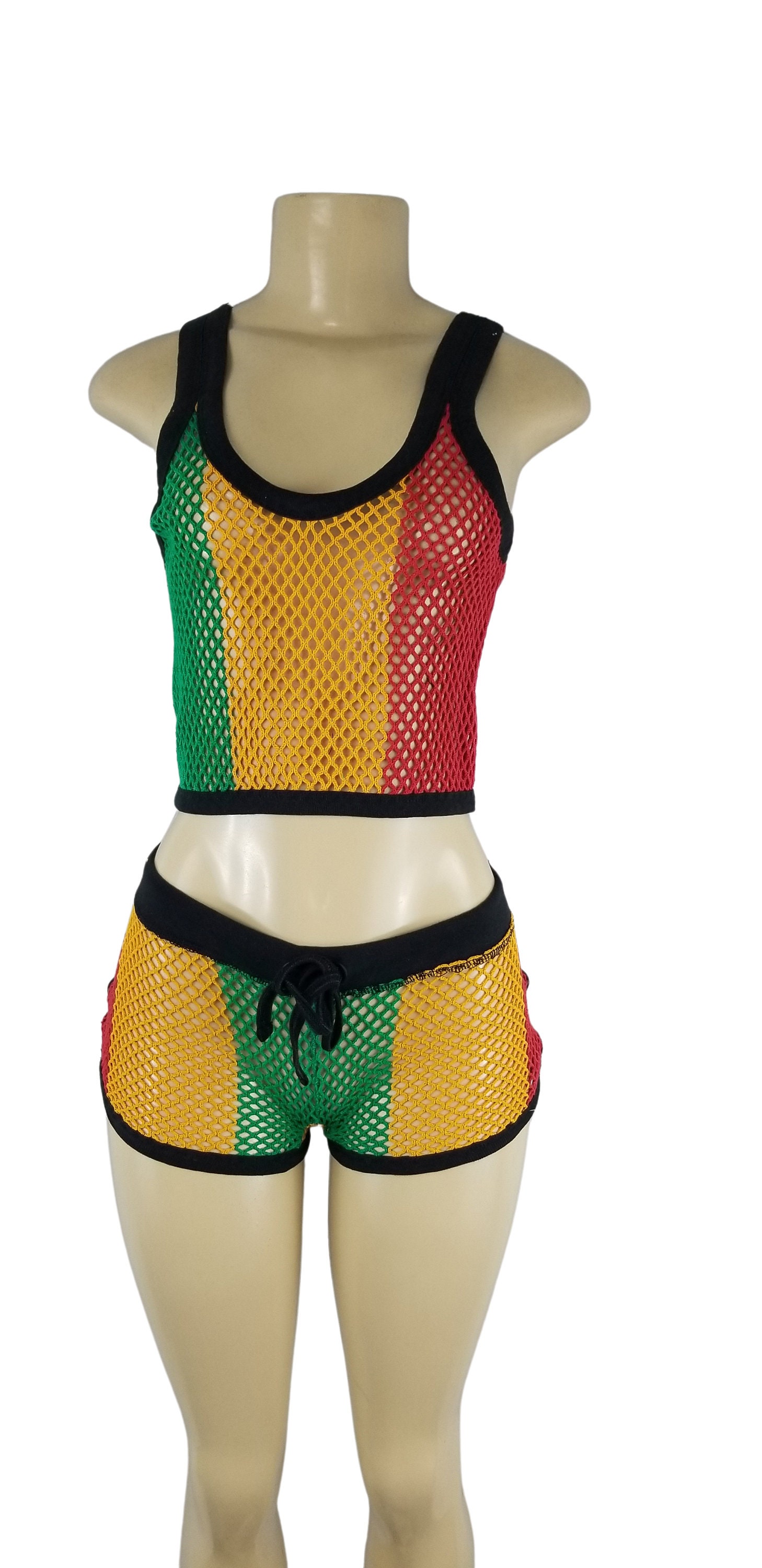 Fishnet Rasta Bob Marley Fishnet Swimsuit Cover up Dresses-tops-short Sets, Reggae ...
