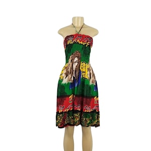 Bob Marley Dress, Reggae-Rasta-Jamaica-Africa-Afrocentric-Lion of Judah-Haile Selassie Vacation-Summer-Festival-Beach-Party-Hippie-Sun Dress