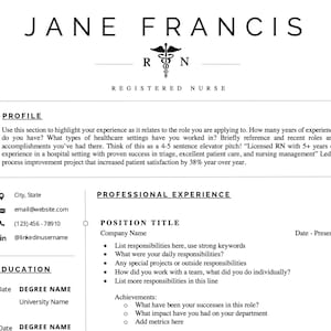 1 Page Nursing Resume Template, Nurse Resume Template Word Medical Resume, Registered Nurse, RN Resume Design, Doctor Cv, Nurse Cv Word