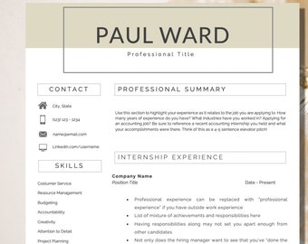 Plantilla de CV de nivel de entrada para Word, Nuevo currículum de posgrado, Plantilla de CV, Plantilla de CV moderno Word, Plantilla de CV simple