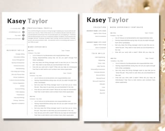 Plantilla de CV para Word, Plantilla de CV, Plantilla de CV profesional, Plantilla de CV moderna de Word, Plantilla de CV simple, Plantilla de CV de 2 páginas