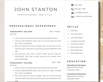 Plantilla de CV técnico, Plantilla de CV, Plantilla de CV profesional, Plantilla de CV moderna de Word, Plantilla de CV ejecutivo, Plantilla de CV de 2 páginas