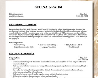 Plantilla de CV ATS, Plantilla de CV para Word, Plantilla de CV, Plantilla de CV profesional, Plantilla de CV moderna de Word, Plantilla de CV simple