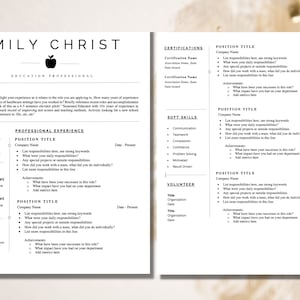 2 Page Resume Template, CV Template for word, CV Template, Education Resume Template, Teacher Resume Template Word, Professional CV