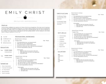 Plantilla de CV de 2 páginas, Plantilla de CV para word, Plantilla de CV, Plantilla de CV de educación, Plantilla de CV de profesor Word, CV profesional