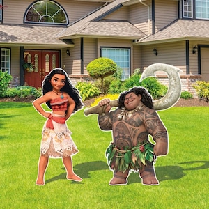 Moana & Friends Birthday cutouts and yard signs Moana & Maui