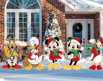Mickey, Minnie, Donald, Daisy & Goofy Christmas cutout and yard sign