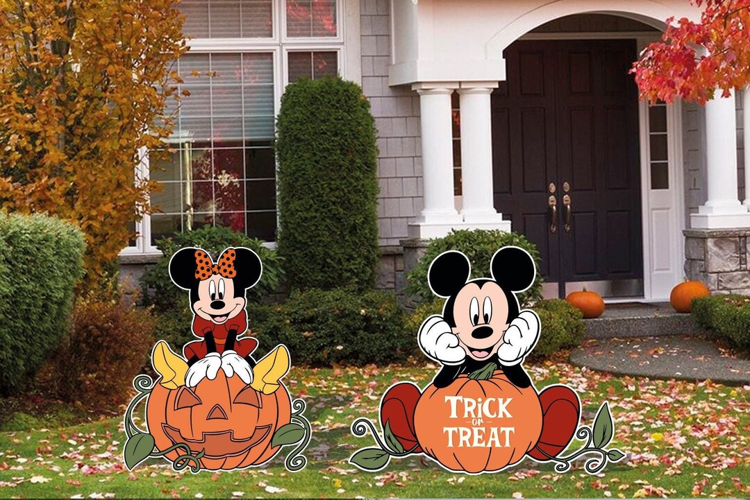 Mickey and Minnie Fall Pumpkins Cutout and Yard Sign - Etsy