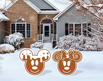 Mickey and Minnie Gingerbread Christmas Ears cutout and yard sign